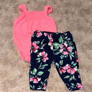 Carter’s Floral Print Kids Bottoms with Pink Top